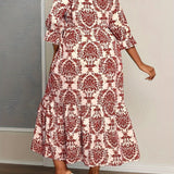 Molly | Cream Mosaic-Print Maxi Dress