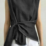 Leonie | Sleeveless Denim Top with Round Neck