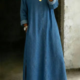 Joséphine | Denim Shirt Dress with V-Neck