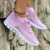 Emmeline | Pink Knit Lace-Up Sneakers
