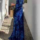 Luna | Blue Floral Off-Shoulder Maxi Dress