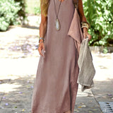 Noemie | Grey Contrast-Panel Maxi Dress
