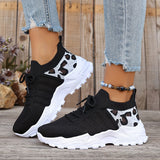 Mila | White Leopard-Trim Sneakers