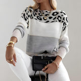 Diane | Knit Sweater Leopard Accent