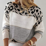 Diane | Knit Sweater Leopard Accent