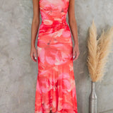 Layla | Purple Floral Strapless Dress
