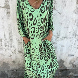 Jessa | Turquoise Leopard-Print Maxi Dress