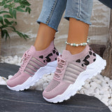 Mila | White Leopard-Trim Sneakers