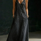 Elena | Denim Overall Dress with Button Placket