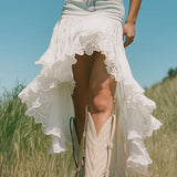 Juliette | Denim Skirt with Lace Trim
