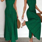 Alix | Green Sleeveless A-Line Maxi Dress