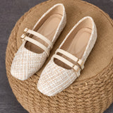Sonja | Cream Tweed Double-Strap Flats