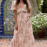 Amelie | Blush Floral Cut-Out Maxi Dress
