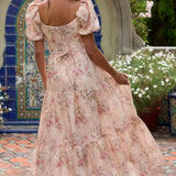 Amelie | Blush Floral Cut-Out Maxi Dress