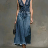 Greta | Denim Set with Sleeveless Top and Skirt