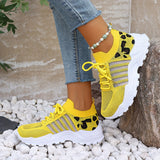 Mila | White Leopard-Trim Sneakers