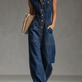 Annika | Dark Blue Denim Jumpsuit