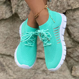 Emmeline | Pink Knit Lace-Up Sneakers