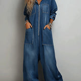 Ophélie | Denim Jumpsuit with Hood
