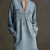 Lucie | Denim Minidress with Fringes
