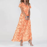 Vera | Peach Floral Off-Shoulder Dress