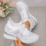 Grace | White Lace Platform Sneakers