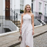 Adeline | Blush Pleated One-Shoulder Dress