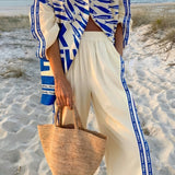 Talia | Nautical Graphic Trouser Set