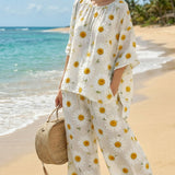 Livia | White Floral Trouser Set