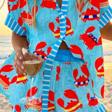 Daria | Blue Lobster Print Shirt & Shorts Set
