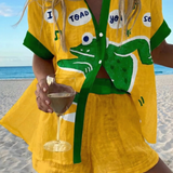Alana | Yellow Graphic Shirt & Shorts Set