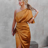 Gigi | Cobalt Draped One-Shoulder Dress