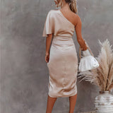 Gigi | Cobalt Draped One-Shoulder Dress