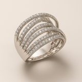 Vintage Layered Silver Zirconia Ring
