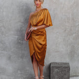 Tamara | Champagne One-Shoulder Midi Dress
