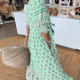 Verity | Aqua Floral V-Neck Maxi Dress