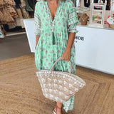 Verity | Aqua Floral V-Neck Maxi Dress