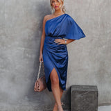 Tamara | Champagne One-Shoulder Midi Dress