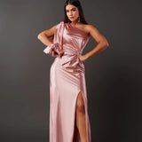 Nadine | Cobalt One-Shoulder Split Dress
