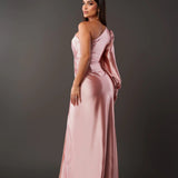 Nadine | Cobalt One-Shoulder Split Dress