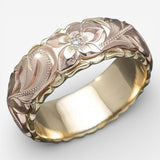 Gold Ring with Vintage Pink Flower