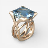 Rose Gold Ring with Vintage Blue Zirconium