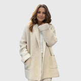 Harper | Beige Ribbed Longline Cardigan