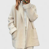 Harper | Beige Ribbed Longline Cardigan