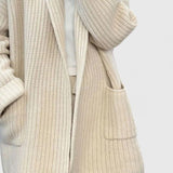 Harper | Beige Ribbed Longline Cardigan
