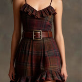 Autumn | Burgundy Plaid Dress & Jacket Set