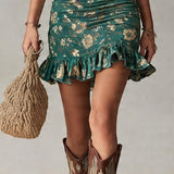 Freya | Green Floral Square-Neck Dress