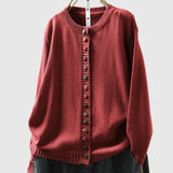 Freya | Red Contrast-Button Cardigan