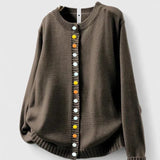 Freya | Red Contrast-Button Cardigan