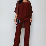 Mariella | Burgundy Layered Trouser Set